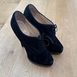 Christian Louboutin Stiletto Heels Miss Poppins Pony Size 41 Black Red